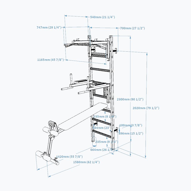 BenchK torna létra fehér BK-233W 4