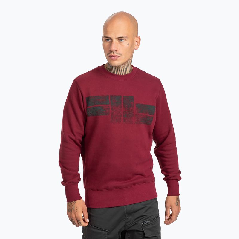 Férfi pulóver Pitbull West Coast Crewneck Classic Logo burgundy
