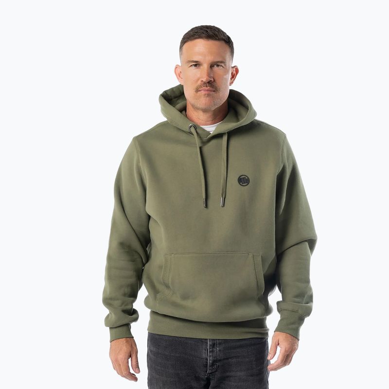 Férfi pulóver Pitbull Small Logo Hooded olive