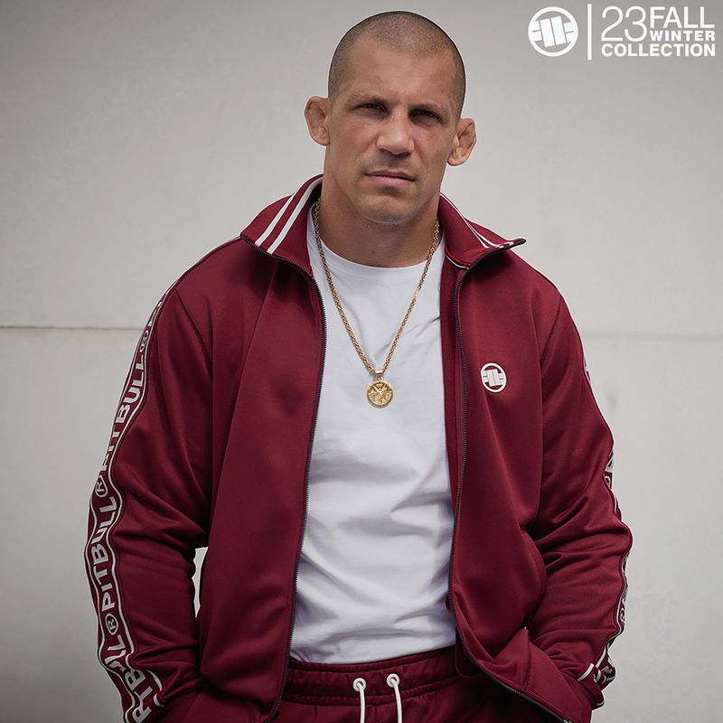 Férfi Pitbull West Coast Trackjacket Tape Logo Terry Group burgundi 3