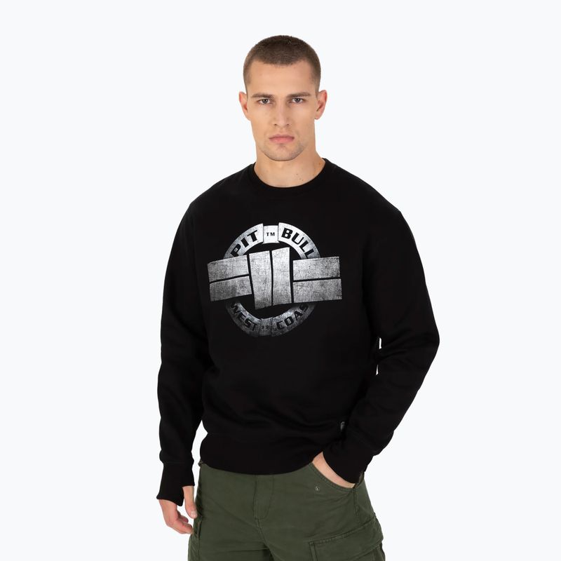 Férfi Pitbull West Coast Steel Logo Crewneck pulóver fekete