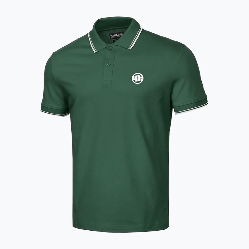 Férfi Pitbull Polo Shirt Pique Stripes Regular jáde zöld