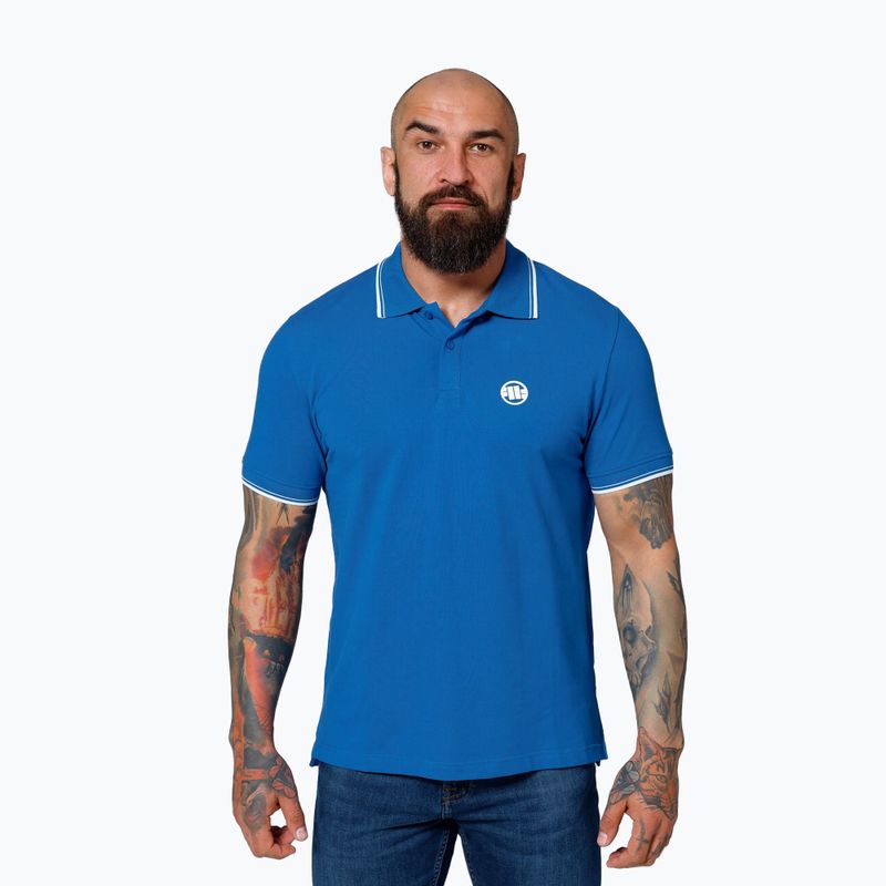 Férfi póló Pitbull Polo Pique Stripes Regular royal blue