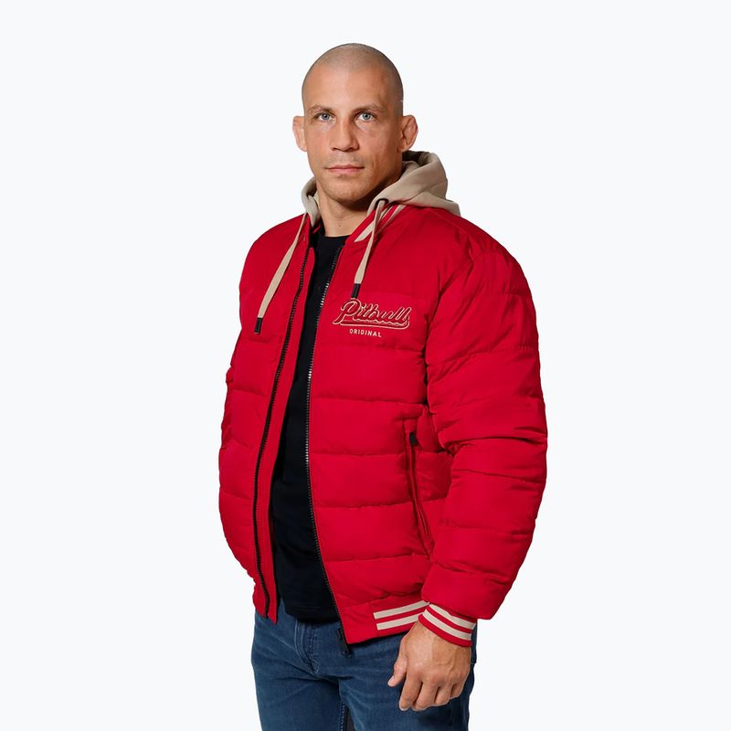 Férfi kabát Pitbull Hidden Quilted Hooded red/beige 4