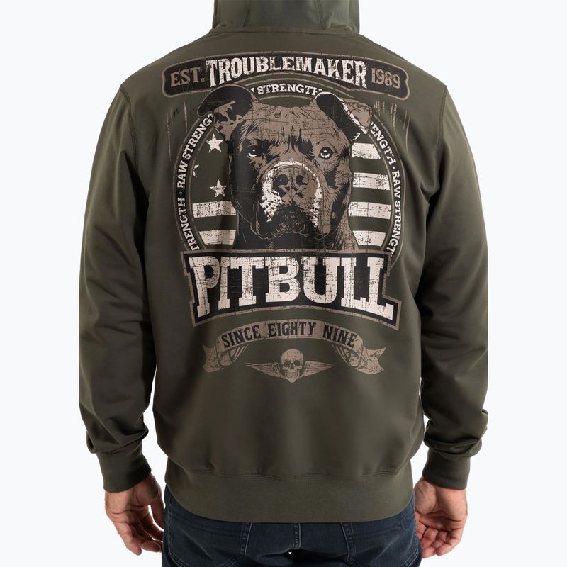 Férfi Pitbull Troublemaker kapucnis cipzáras pulóver régi zöld 3