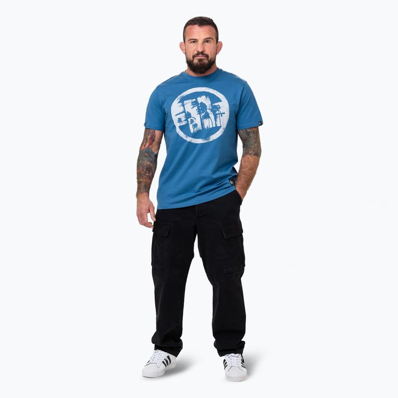 Férfi Pitbull Logo Palms árnyalat kék póló 2