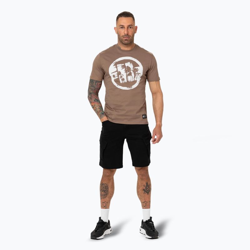 Férfi Pitbull Logo Palms barna Savana póló 2