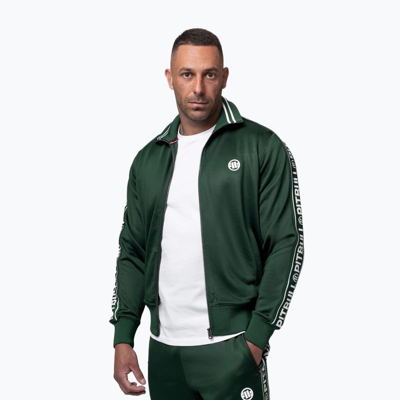 Férfi melegítőfelső Pitbull Trackjacket Tape Logo Terry Group bottle green 4