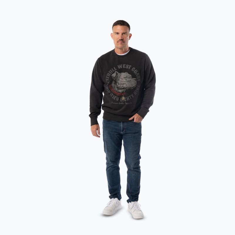 Férfi pulóver Pitbull Strenght & Respect Crewneck washed dark graphite 2