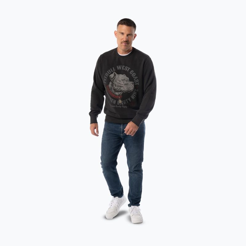 Férfi pulóver Pitbull Strenght & Respect Crewneck washed dark graphite 4