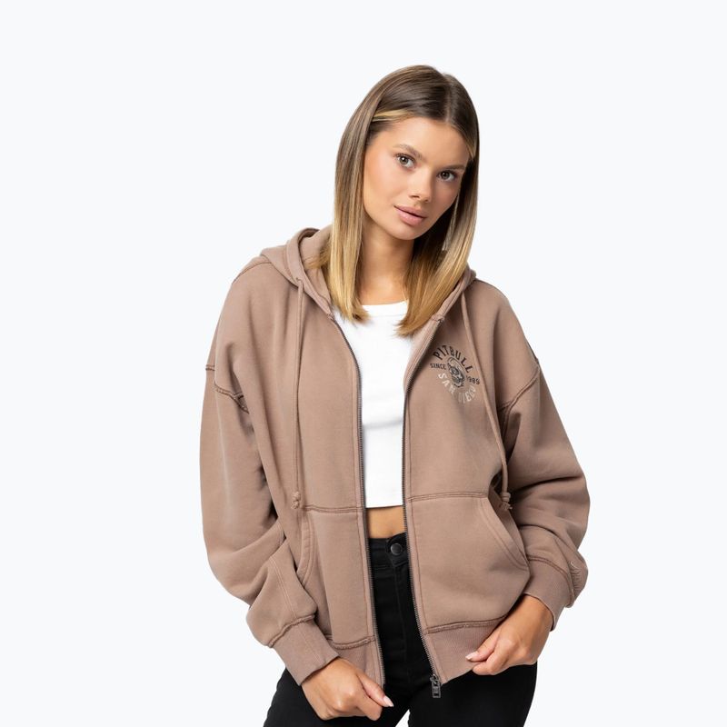 Női pulóver Pitbull Skull Surf Hooded Zip chocolate mousse 4