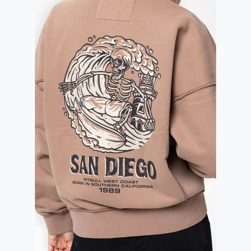 Női pulóver Pitbull Skull Surf Hooded Zip chocolate mousse 6