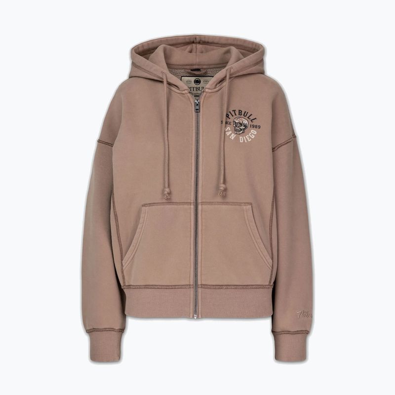 Női pulóver Pitbull Skull Surf Hooded Zip chocolate mousse 7