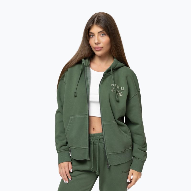Női pulóver Pitbull Sweetie Hooded Zip sage green 4