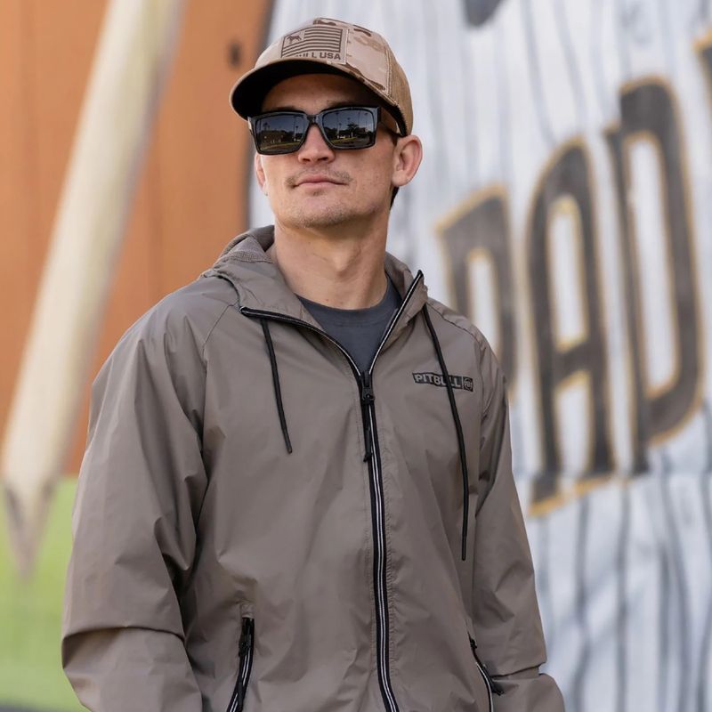 Férfi kabát Pitbull Athletic Logo Nylon Hooded taupe 14