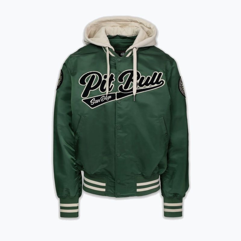 Férfi kabát Pitbull Mason San Diego Baseball Hooded bottle green/beige 4