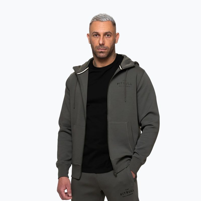 Férfi pulóver Pitbull Sampson Hooded Zip Sweatshirt grey/green 4