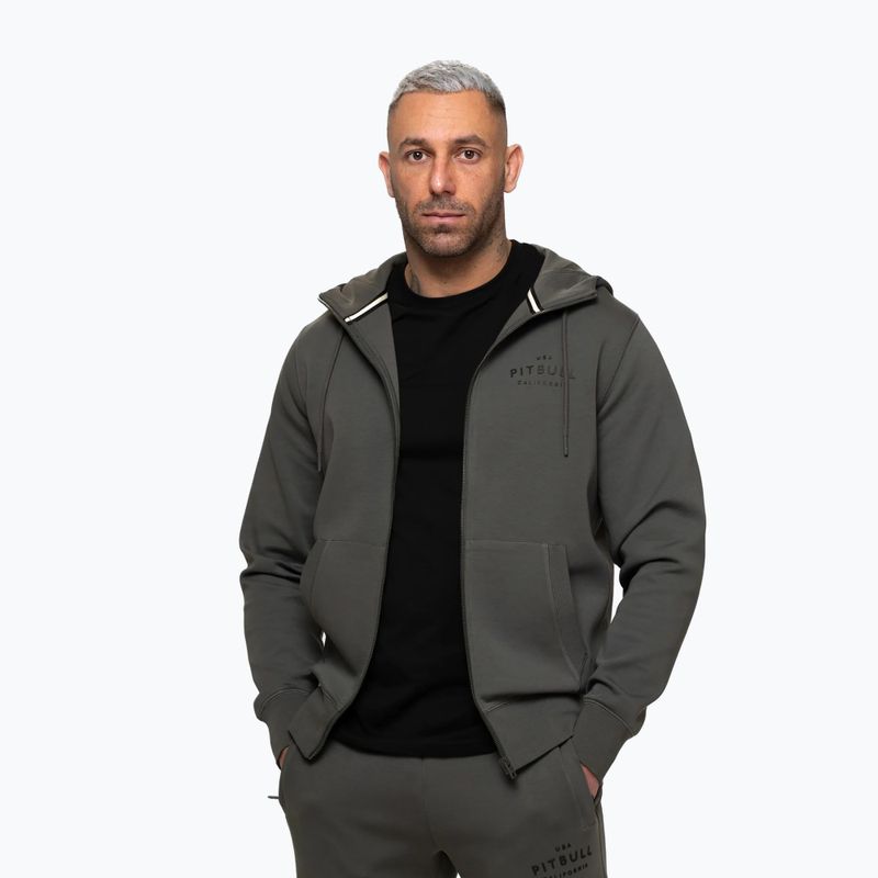 Férfi pulóver Pitbull Sampson Hooded Zip Sweatshirt grey/green 5