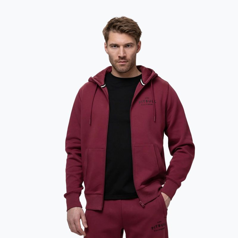 Férfi pulóver Pitbull Sampson Hooded Zip Sweatshirt burgundy 4