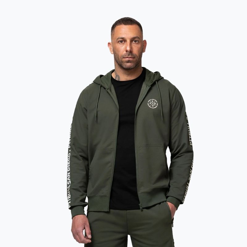 Férfi pulóver Pitbull Tape Parker Hooded Zip old green 4