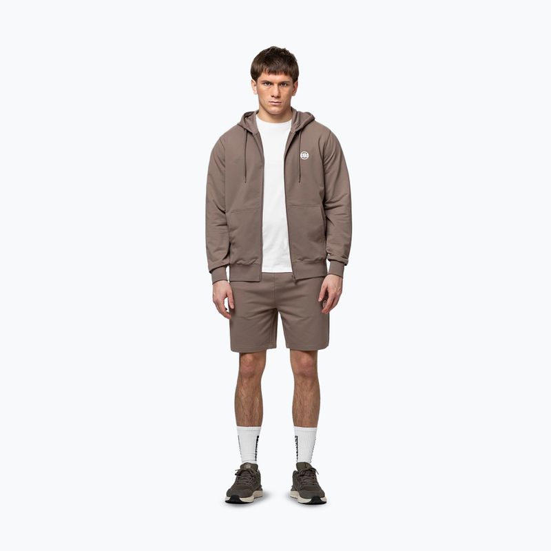 Férfi pulóver Pitbull Nugget Small Logo Hooded Zip brown savana 2