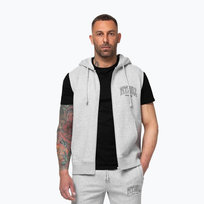 Férfi pulóver Pitbull Badger Hooded Vest Zip grey/melange 4