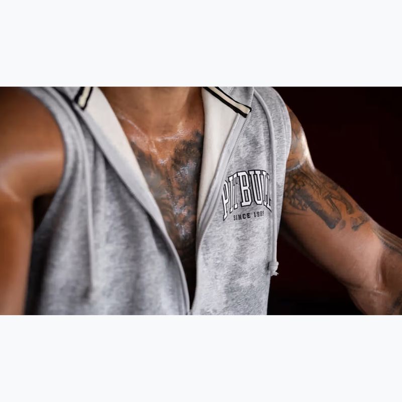Férfi pulóver Pitbull Badger Hooded Vest Zip grey/melange 12
