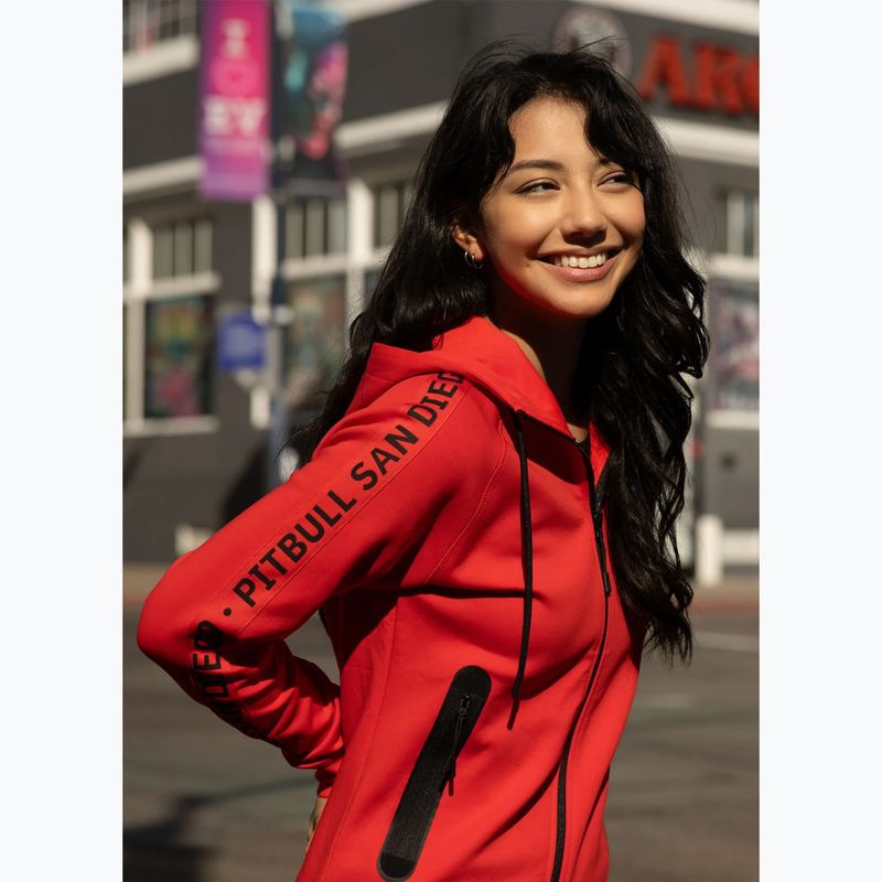 Női pulóver Pitbull Explory Tape Hooded Zip fluo/red 14