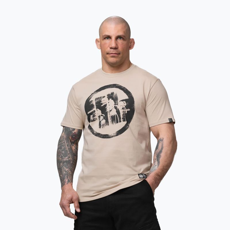 Férfi póló Pitbull Palms ultra light sand logo