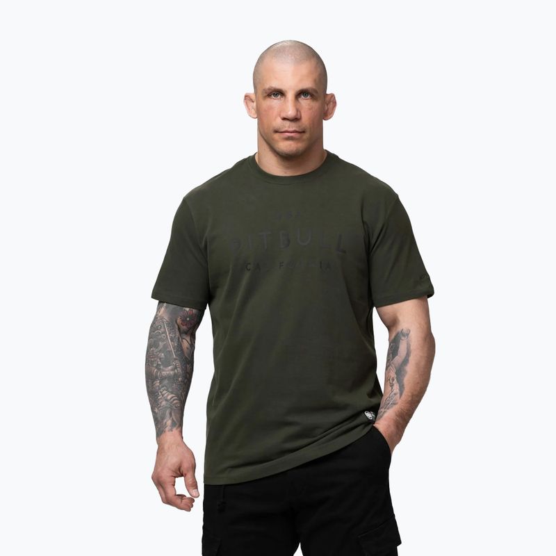 Férfi póló Pitbull USA CAL Big Logo old green