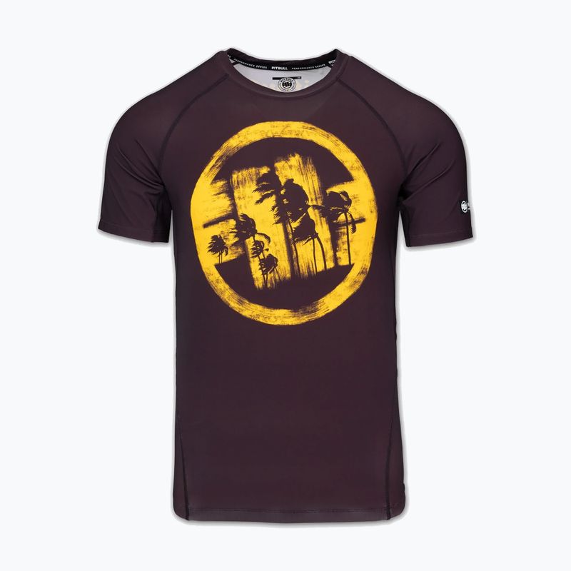 Férfi póló Pitbull Rashguard Logo Palms brown 3