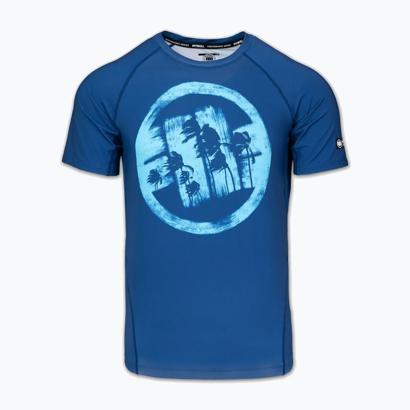 Férfi póló Pitbull Rashguard Logo Palms blue 3