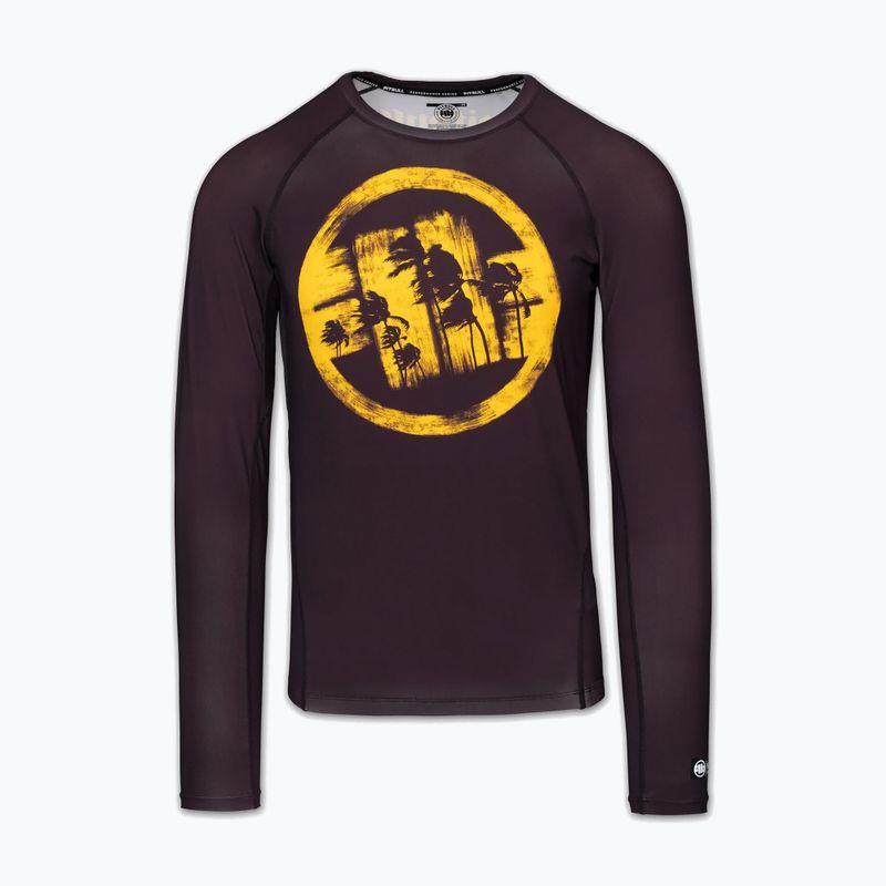 Férfi hosszú ujjú rashguard Pitbull Rashguard Logo Palms brown 3