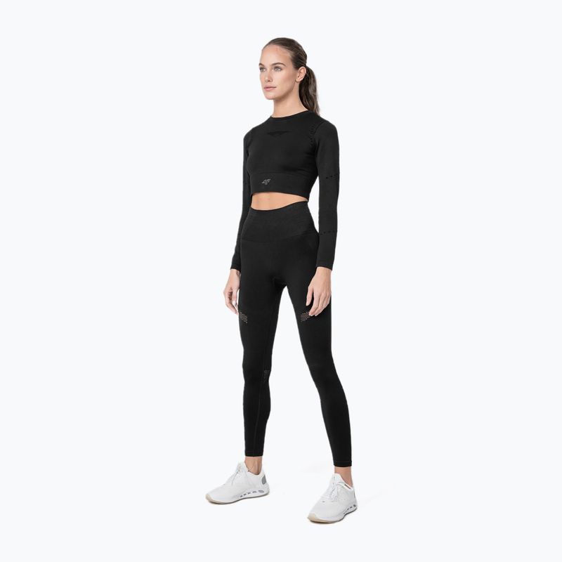 Női varrás nélküli leggings 4F H4Z22-SPDF012 fekete 2