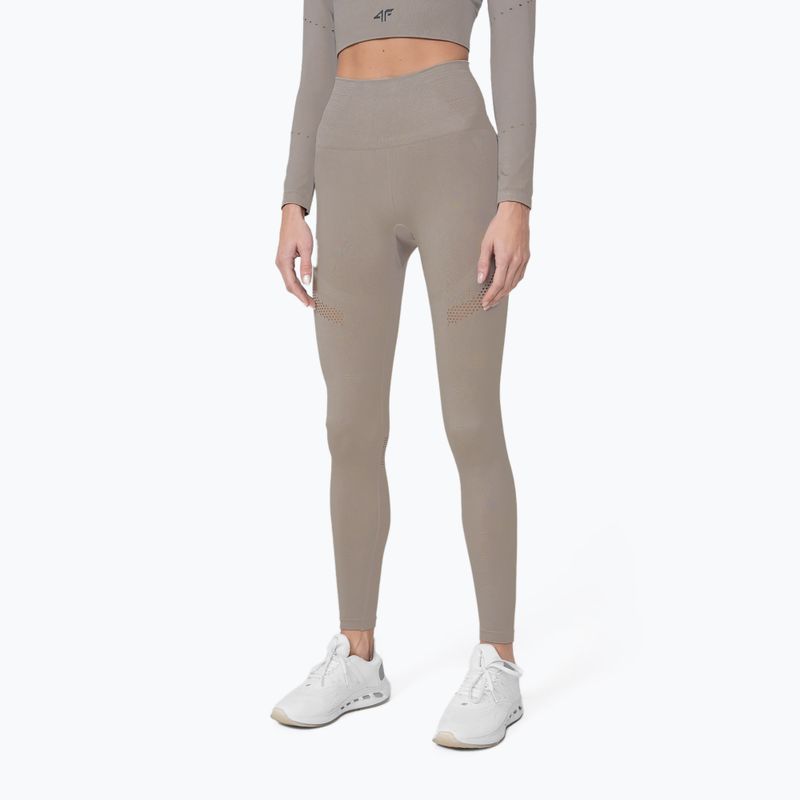 Női varrás nélküli leggings 4F H4Z22-SPDF012 bézs színű