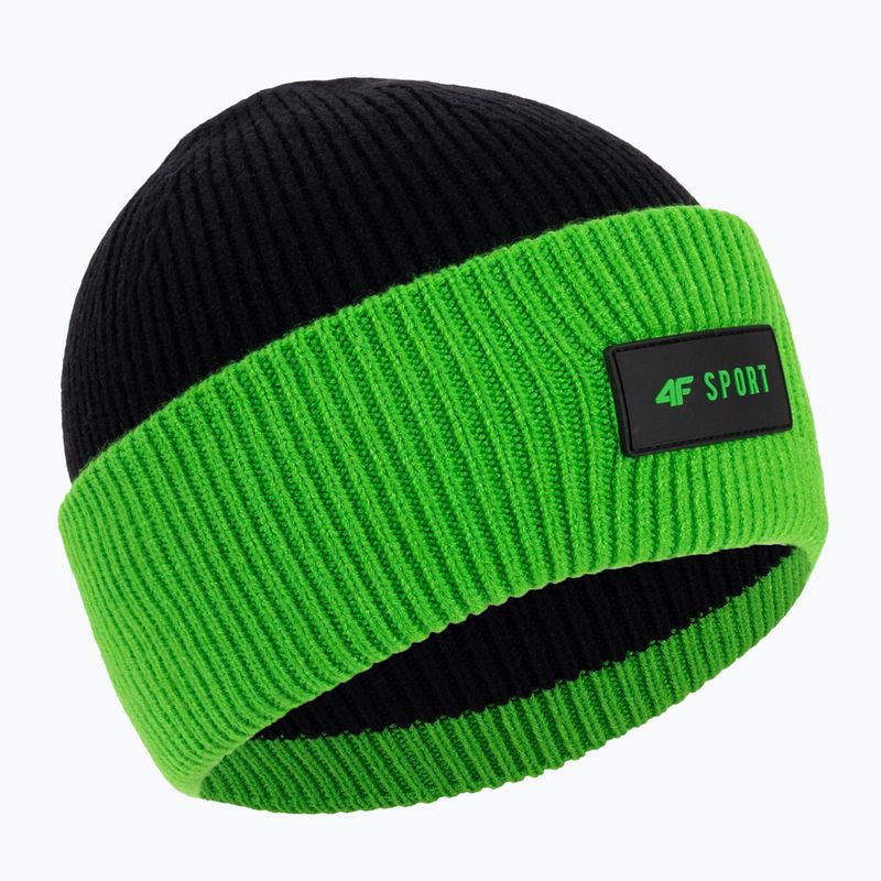 Gyermek téli sapka 4F zöld-fekete HJZ22-JCAM004