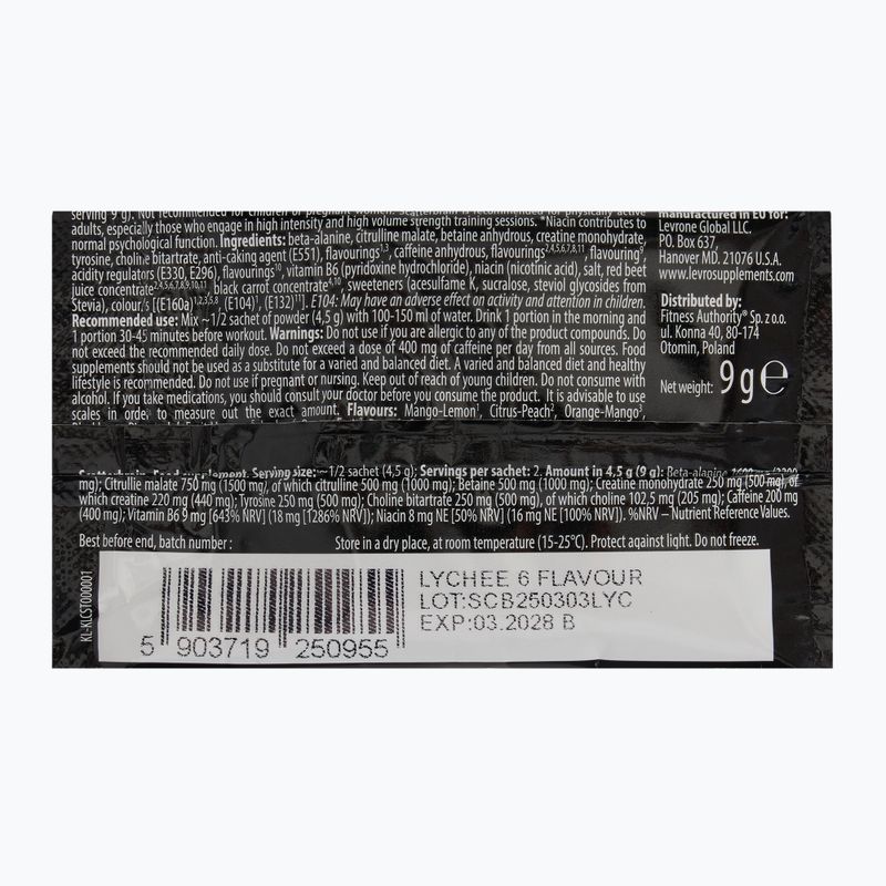 Fitness Authority Levrone Scatterbrain edzés előtti edzés 9g lychee 2