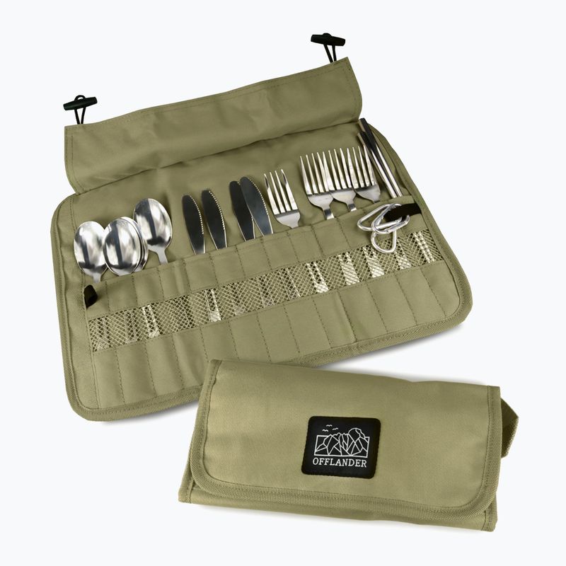 Evőeszköz készlet OFFLANDER Camping Cutlery Set with Case green 2