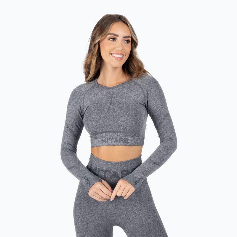 Női hosszú ujjú edzős felső MITARE Push Up Max Crop Top sötétszürke K084