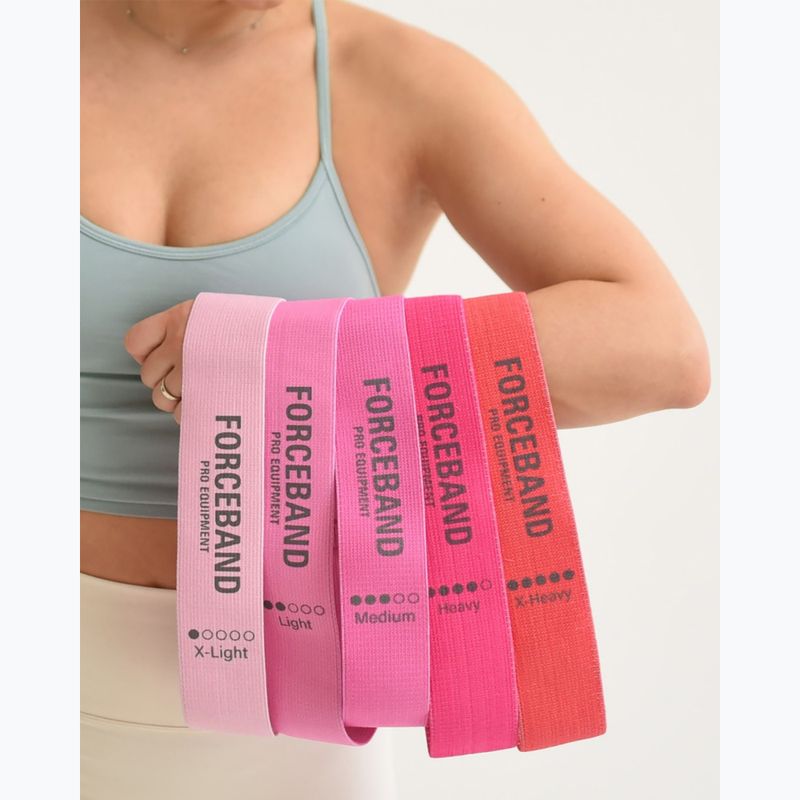 Edző szalag készlet FORCEBAND Mini Band 5 szt. + E-BOOK pink 5