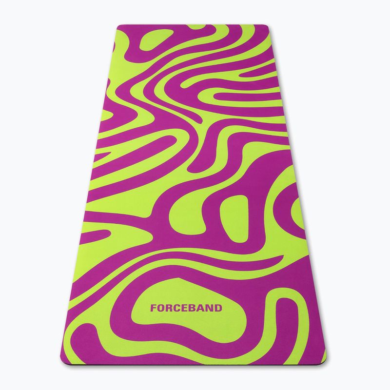 Jóga/fitness szőnyeg FORCEBAND Abstract Violet 4 mm lila/lila/lime 2