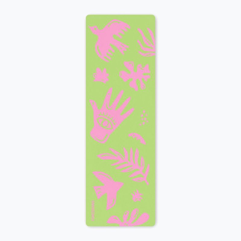 Jóga/fitness szőnyeg FORCEBAND Energy Pistachio 4 mm pisztácia/rózsaszín