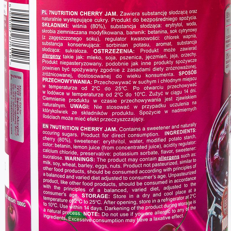 Jam 7Nutrition JAM 1000g cseresznye 7Nu000473 2