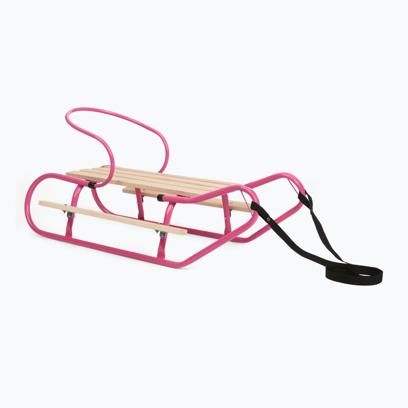 Fém szánkó HUMBAKA with backrest and footrests pink