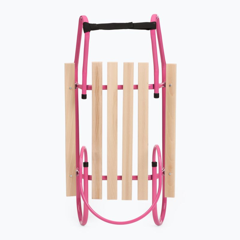 Fém szánkó HUMBAKA with backrest and footrests pink 4