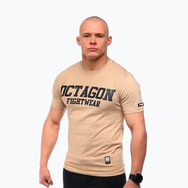 Férfi Octagon FW egyenes póló bézs színben 3