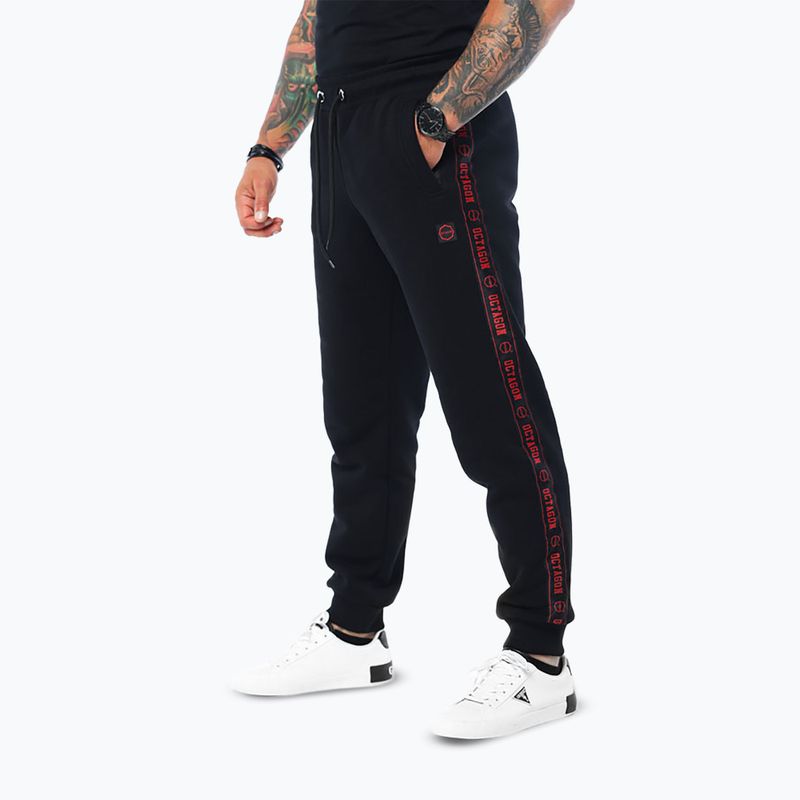 Férfi nadrág Octagon Stripe black/red 3