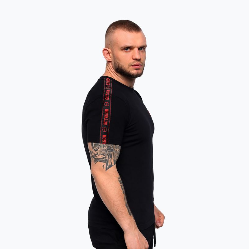 Férfi póló Octagon Stripe black/red 3