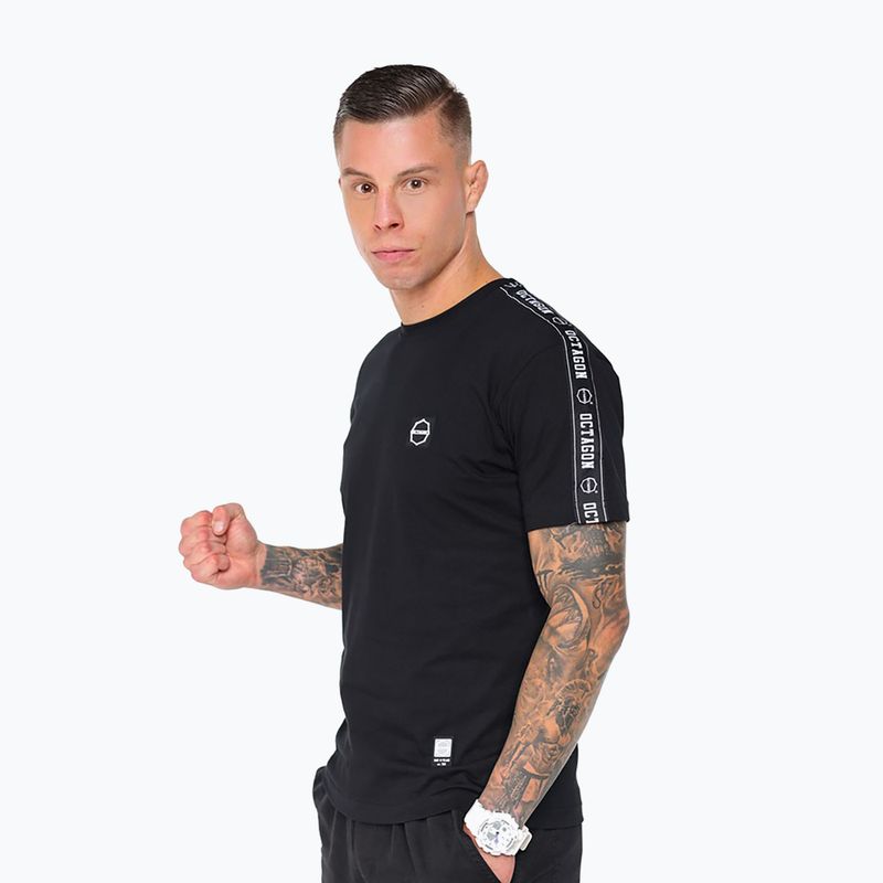 Férfi póló Octagon Stripe black/white 3