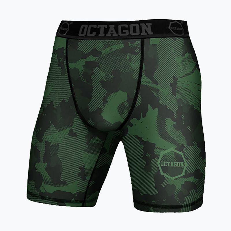 Férfi Octagon Camo Forest khaki színű kompressziós rövidnadrág